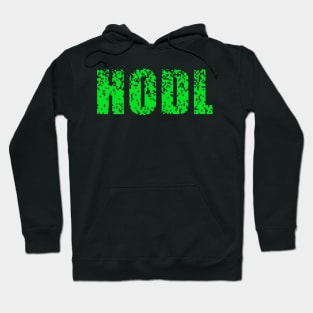 HODL text with green square pixels computer pattern Hoodie